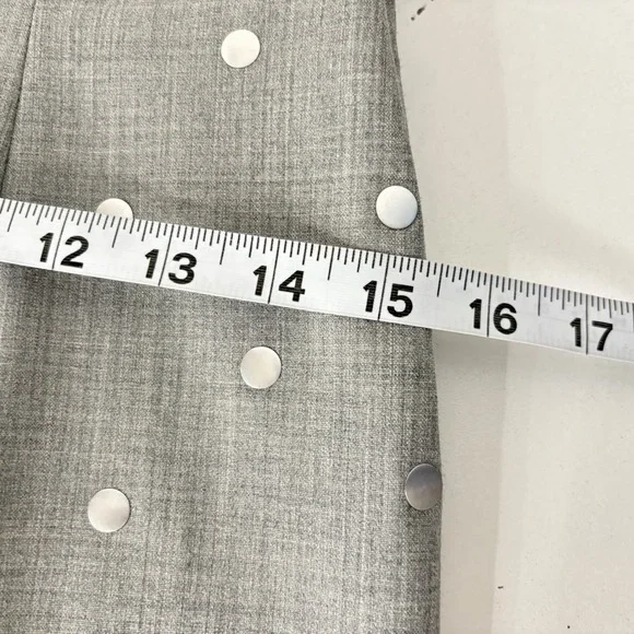 Moschino Jeans Gray Wool Blend Silver Polka Dot Midi Sheath Dress 10/44 Stylish - Picture 11 of 13